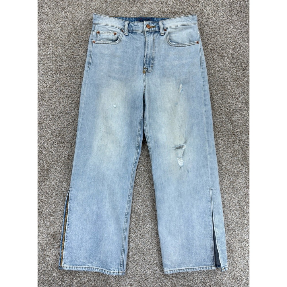 LUCKY BRAND Lucky Pins High Rise Wide Leg Jeans Women's 8/29 Blue MIRA Destruct